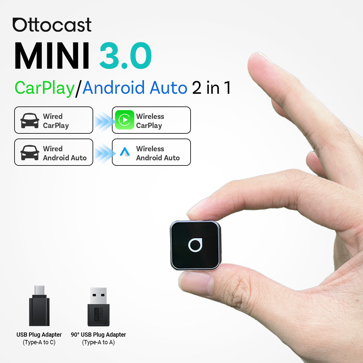 💥 2026’s Most Advanced- Ottocast Mini Cube 3.0 ™ Wireless CarPlay Android Auto Dongle