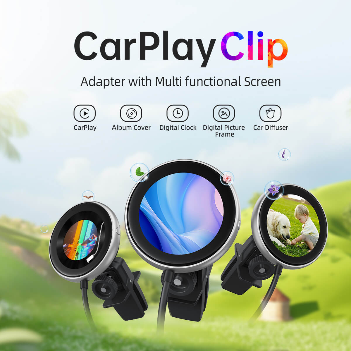 CarPlay Clip - Smart Digital Photo Frame + Wireless CarPlay