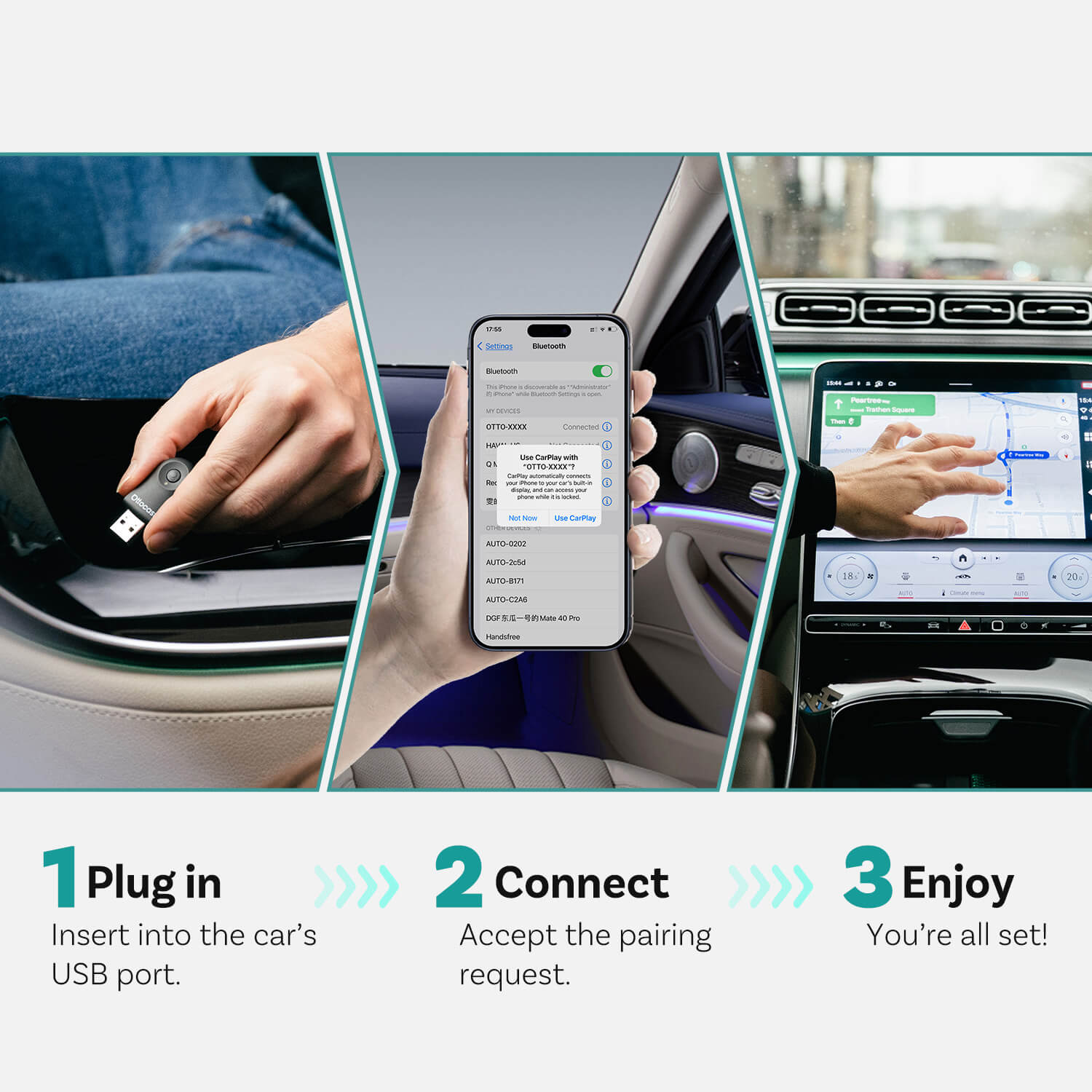 Mini Drahtloser CarPlay/Android Auto Adapter