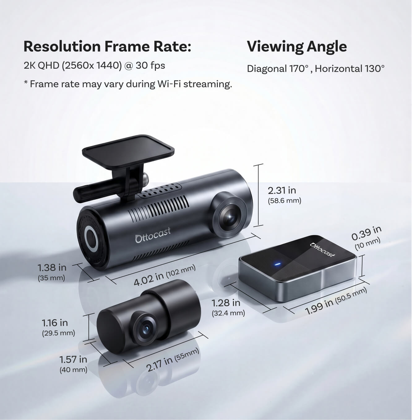 OttoSafe Cam 2-in-1 Dual Dash Cam & Wireless CarPlay Adapter