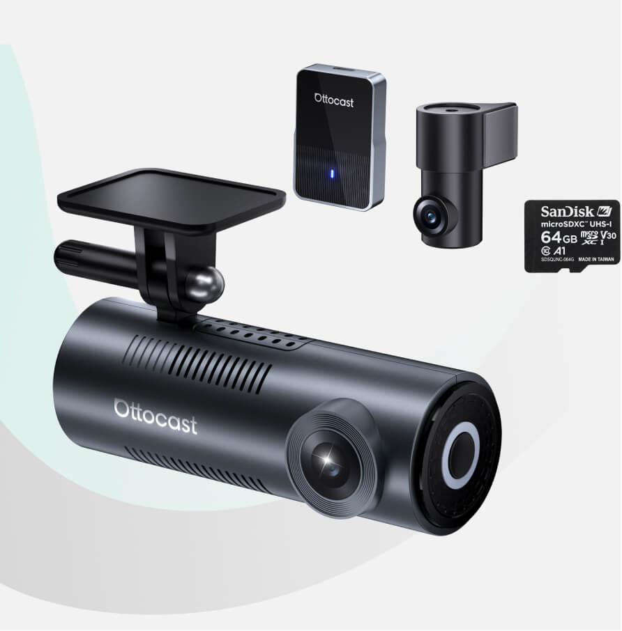 OttoSafe Cam 2-in-1 Dual Dash Cam & Wireless CarPlay Adapter