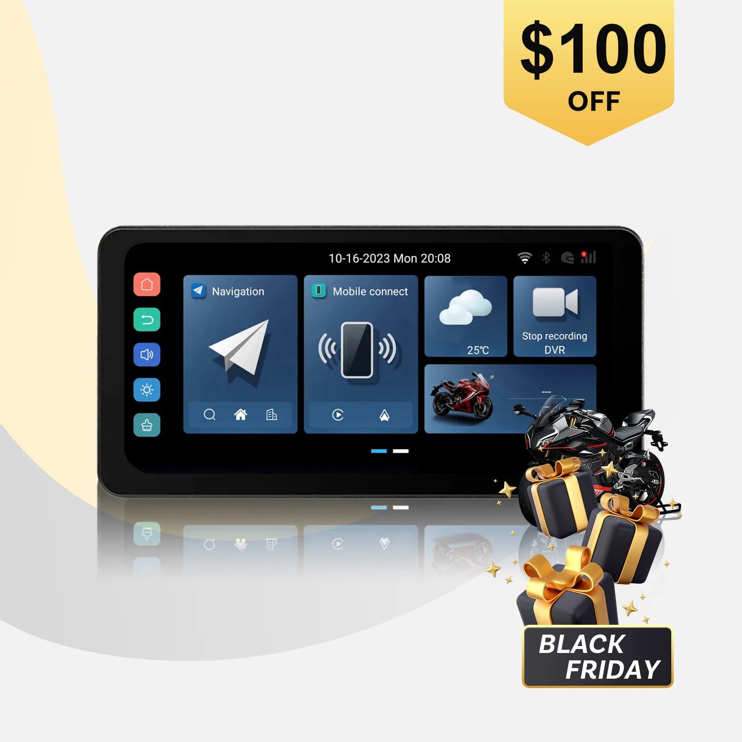 OTTOCAST ™ C5 Ultra Motorcycle Android 12 GPS Display Screen With DVR Camera