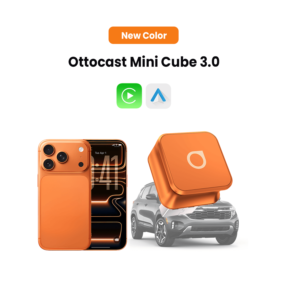 Ottocast Mini Cube 3.0 Trådlös CarPlay/Android Auto-adapter