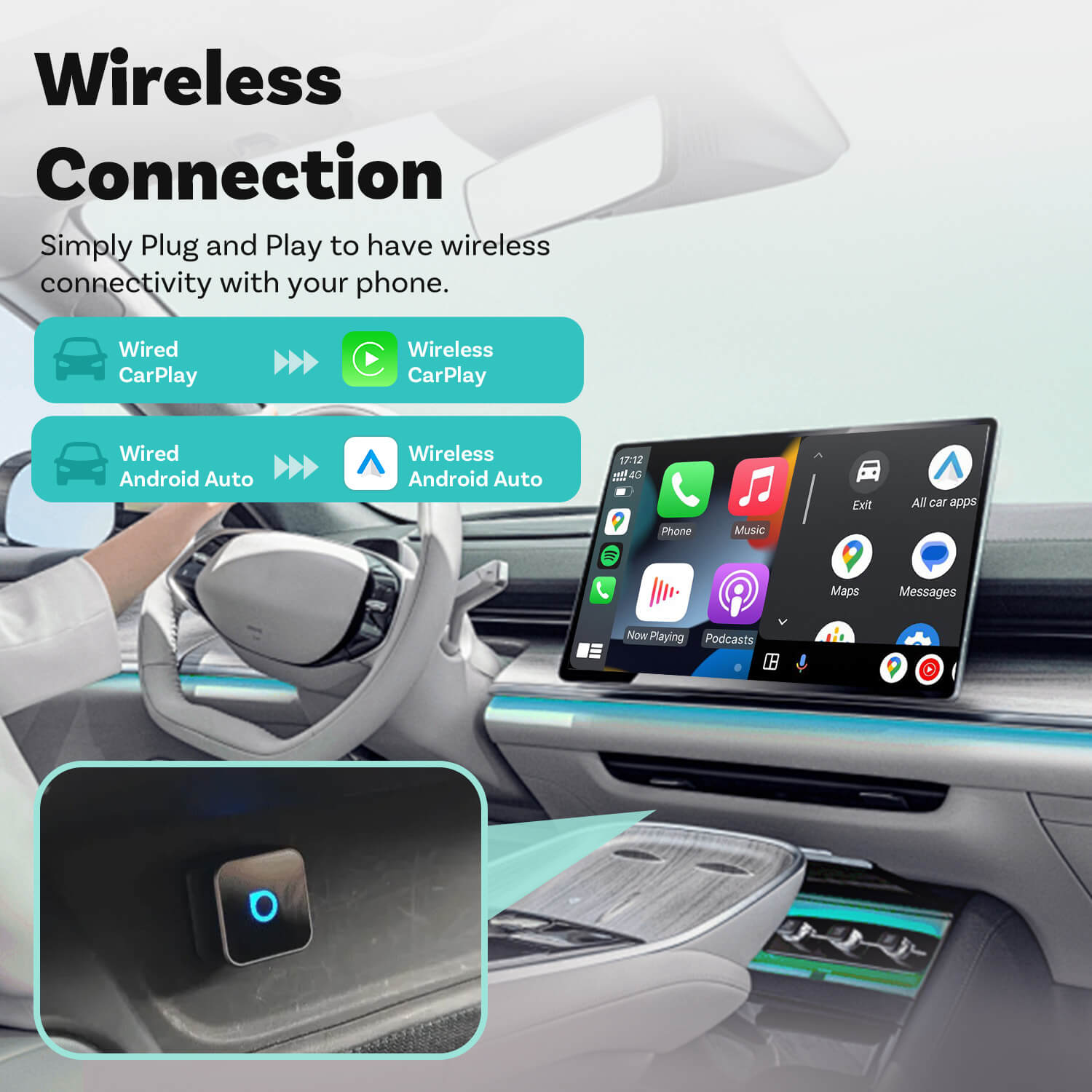 💥 2026’s Most Advanced- Ottocast Mini Cube 3.0 ™ Wireless CarPlay Android Auto Dongle