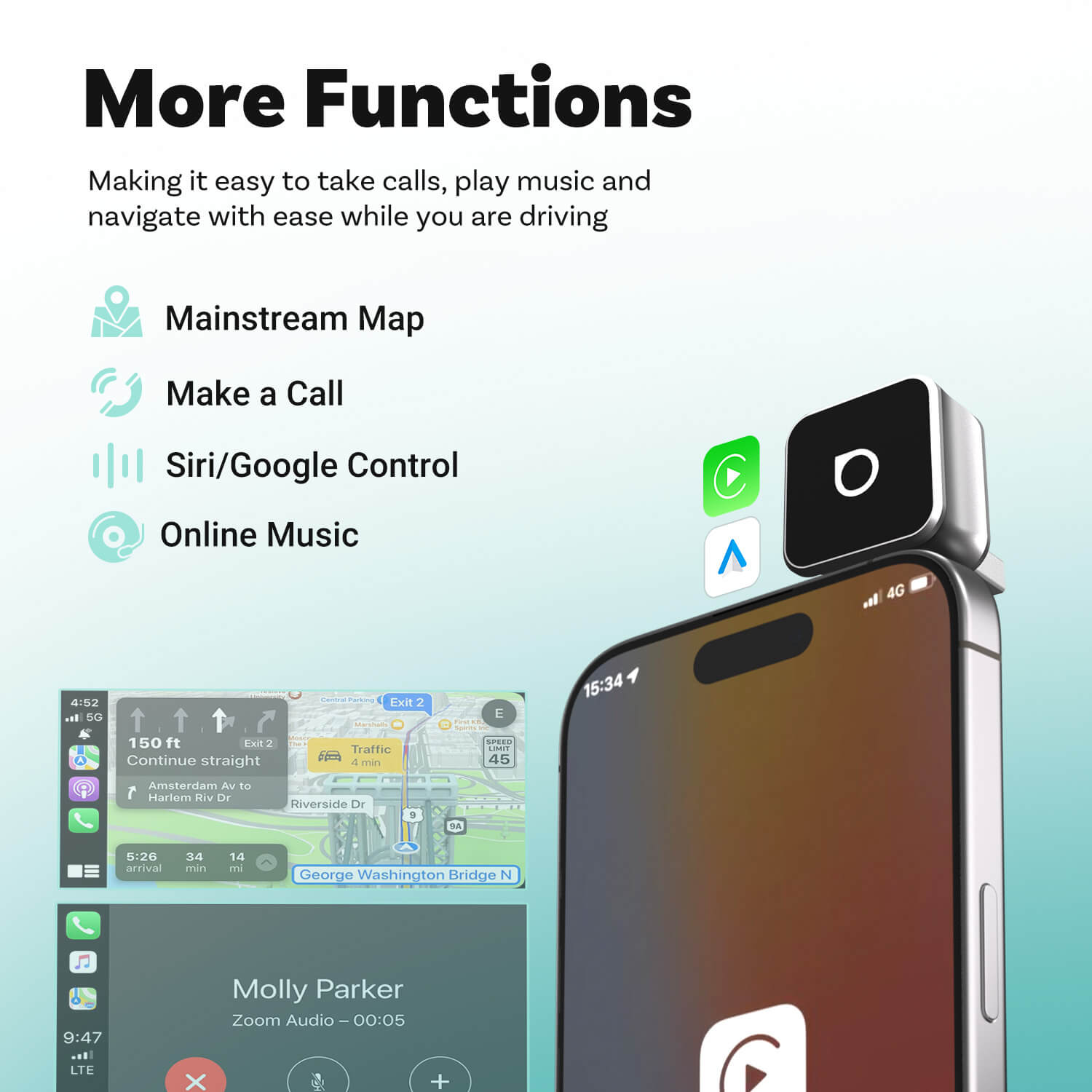 Ottocast Mini Cube 3.0 Trådlös CarPlay/Android Auto-adapter