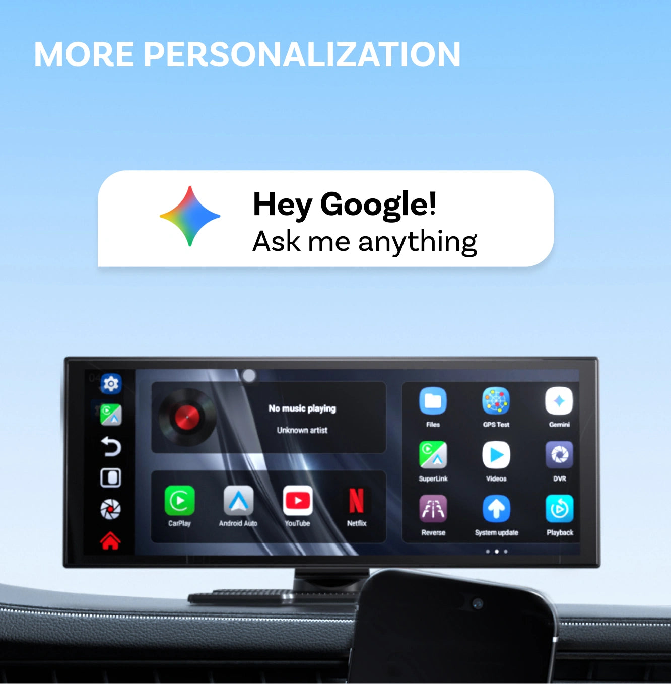 ScreenFlow Portable Car Display – Trådlös CarPlay/Android Auto med videoströmning
