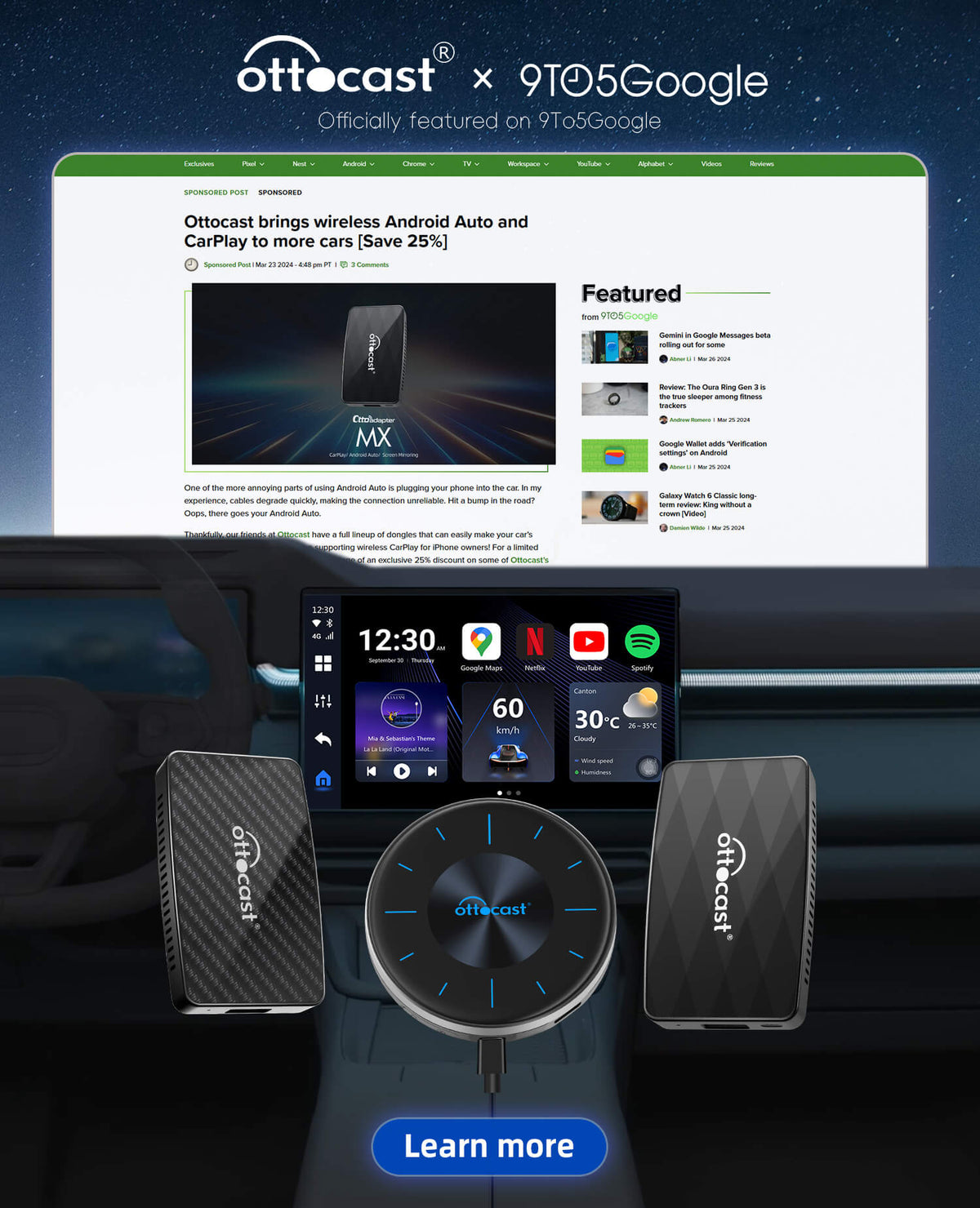Otocast Experience Live TV on the Go with Ottocast Wireless CarPlay Adapter