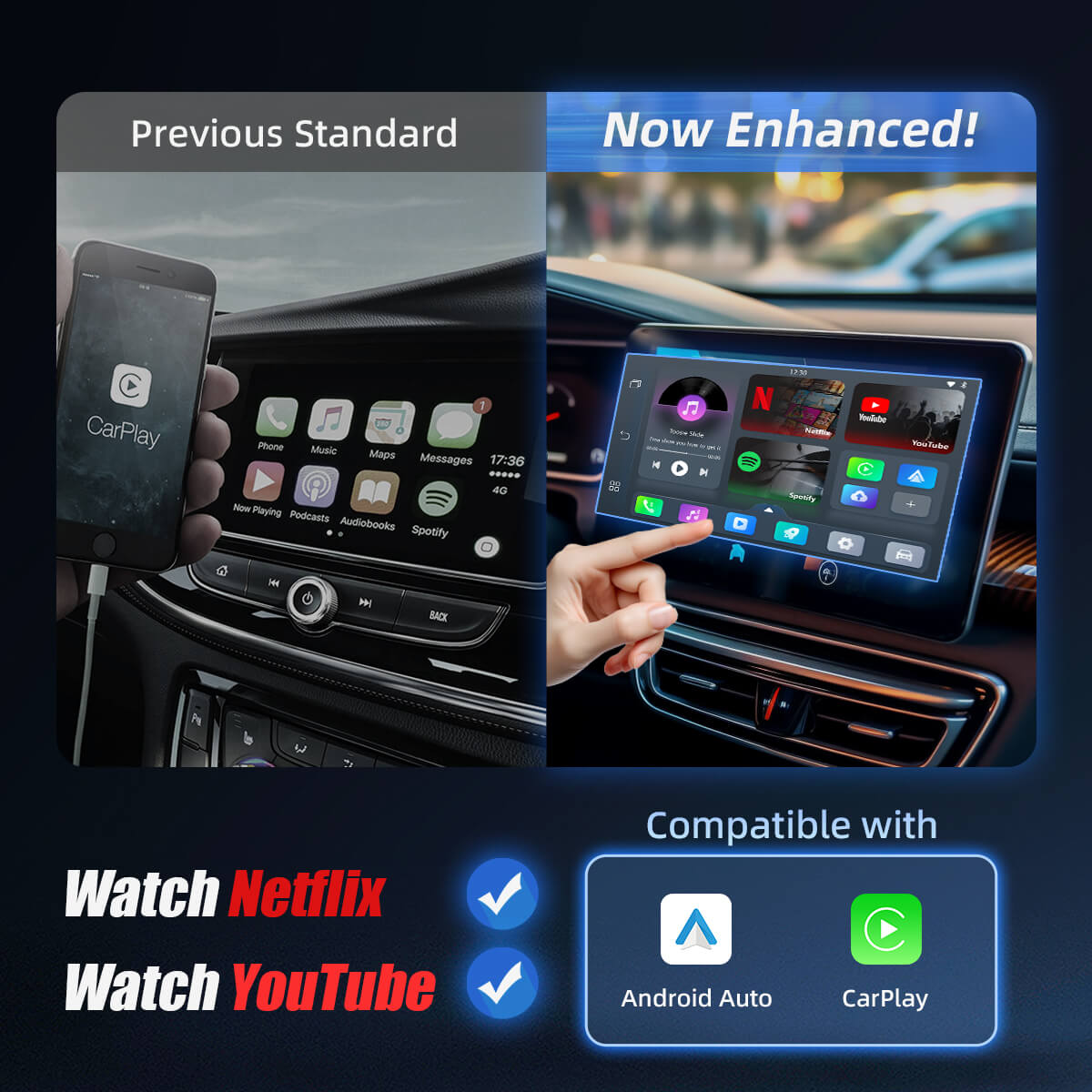 Adaptateur tout-en-un sans fil CarPlay/Android Auto Play2Video Pro