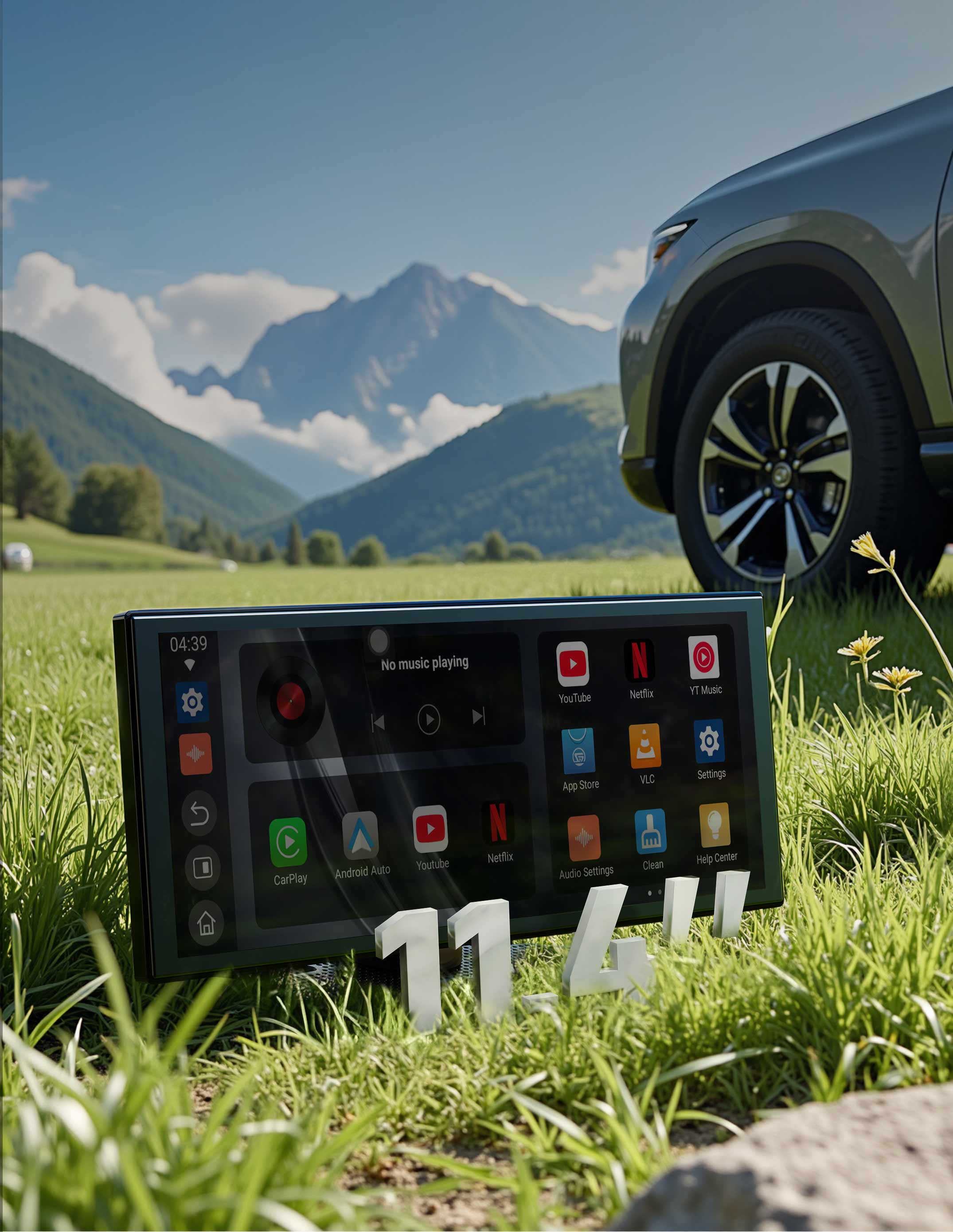 ScreenFlow Portable Car Display – Wireless CarPlay/Android Auto with V