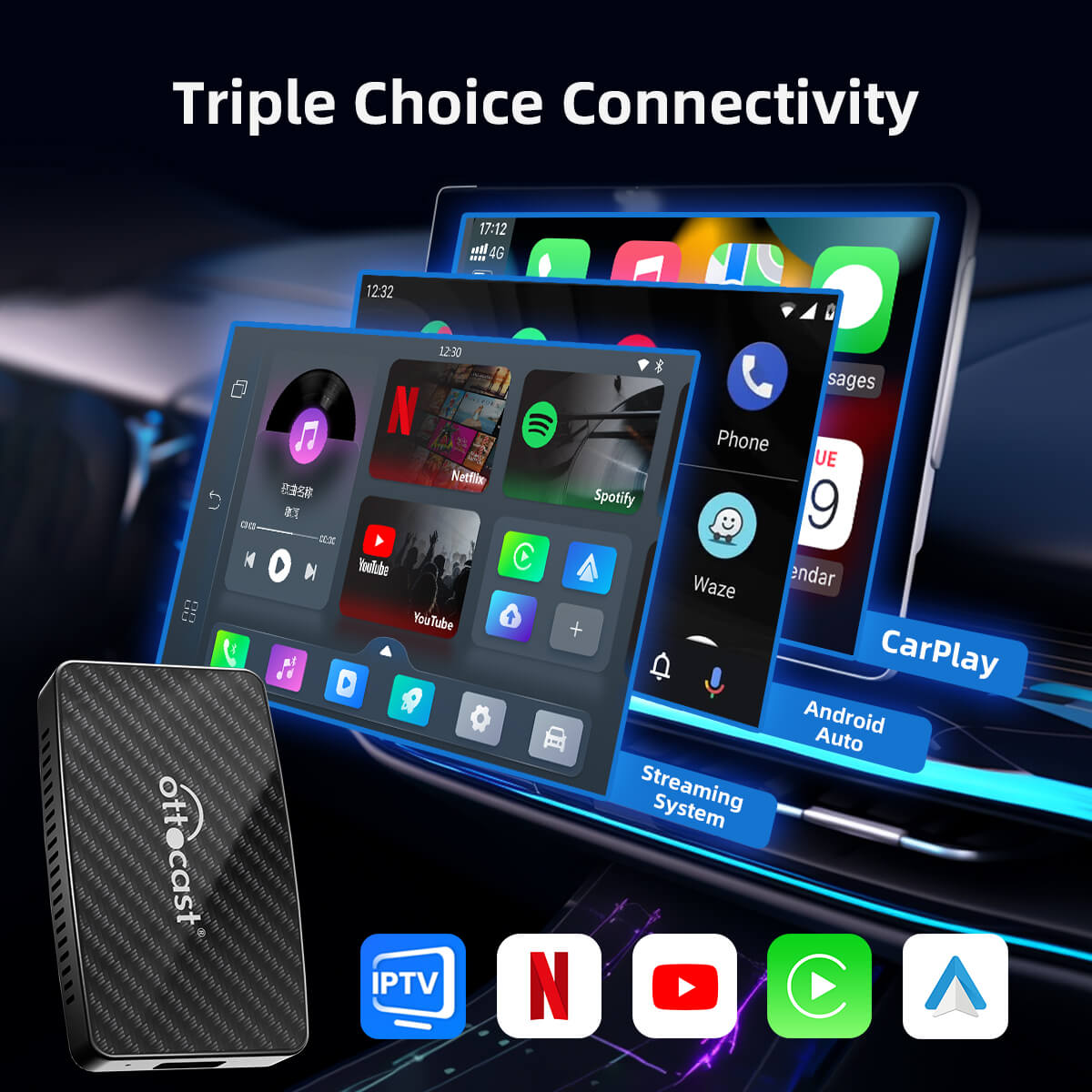 Adaptador todo en uno inalámbrico Play2Video Pro CarPlay/Android Auto