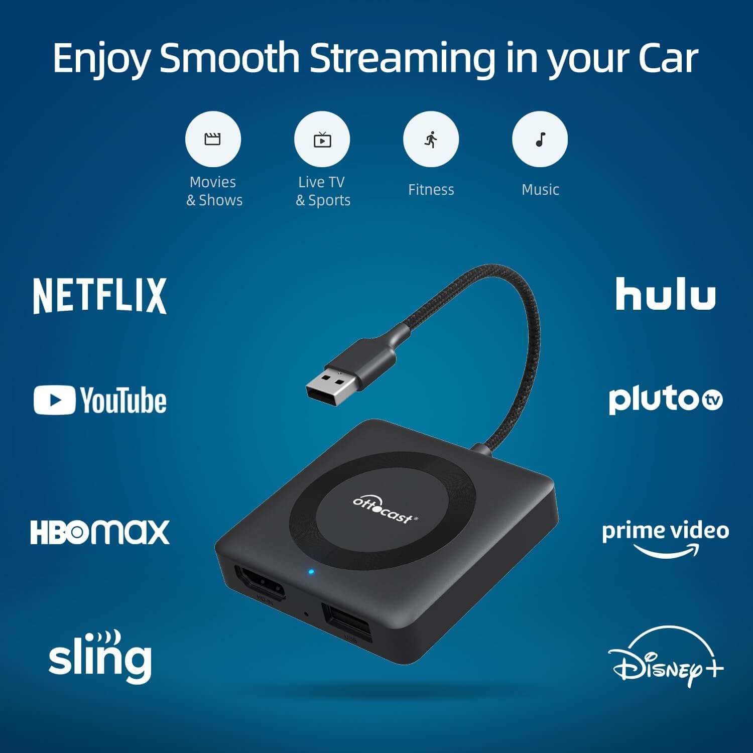 Car TV Mate - Adaptador HDMI multimídia e CarPlay sem fio