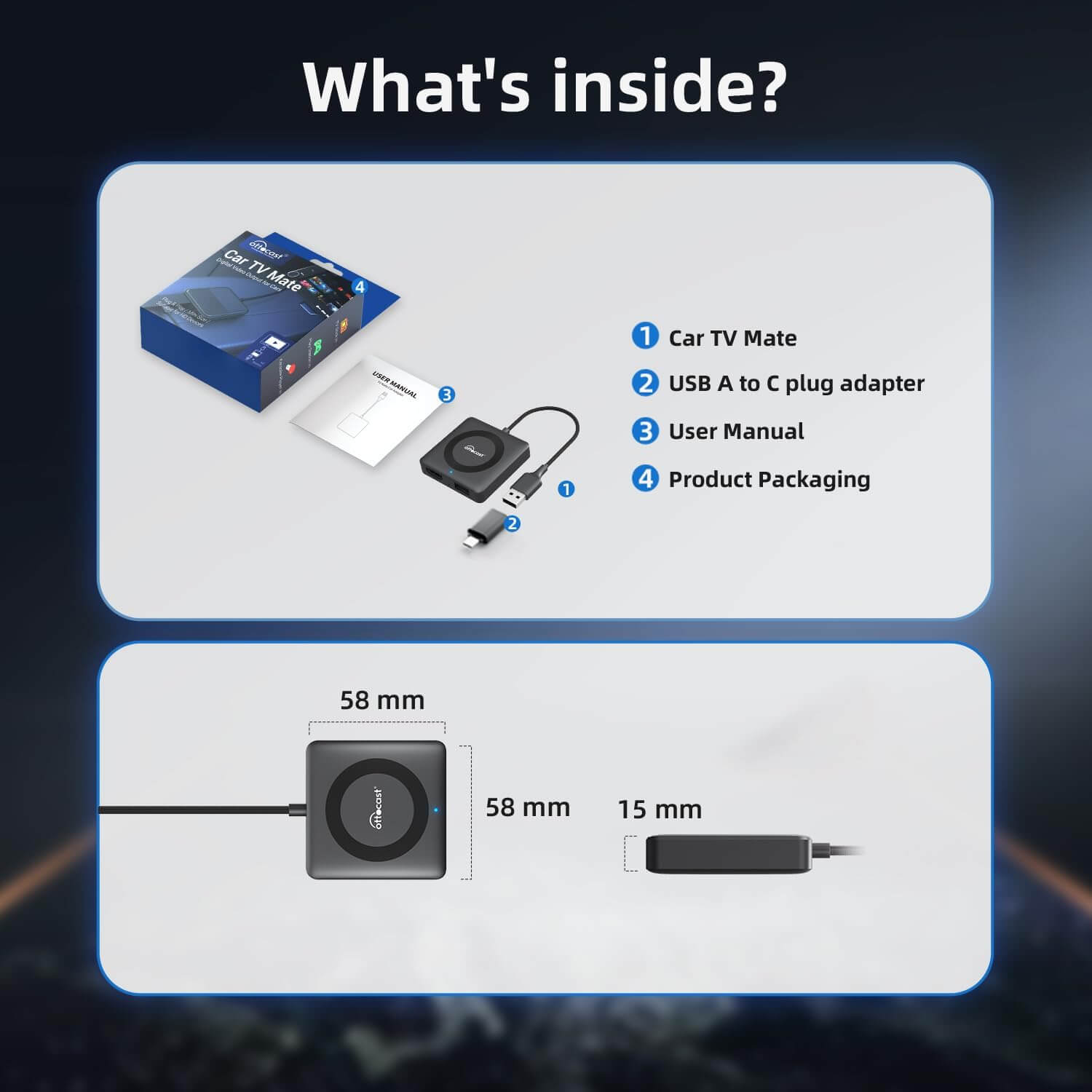 Car TV Mate - Adaptador HDMI multimídia e CarPlay sem fio