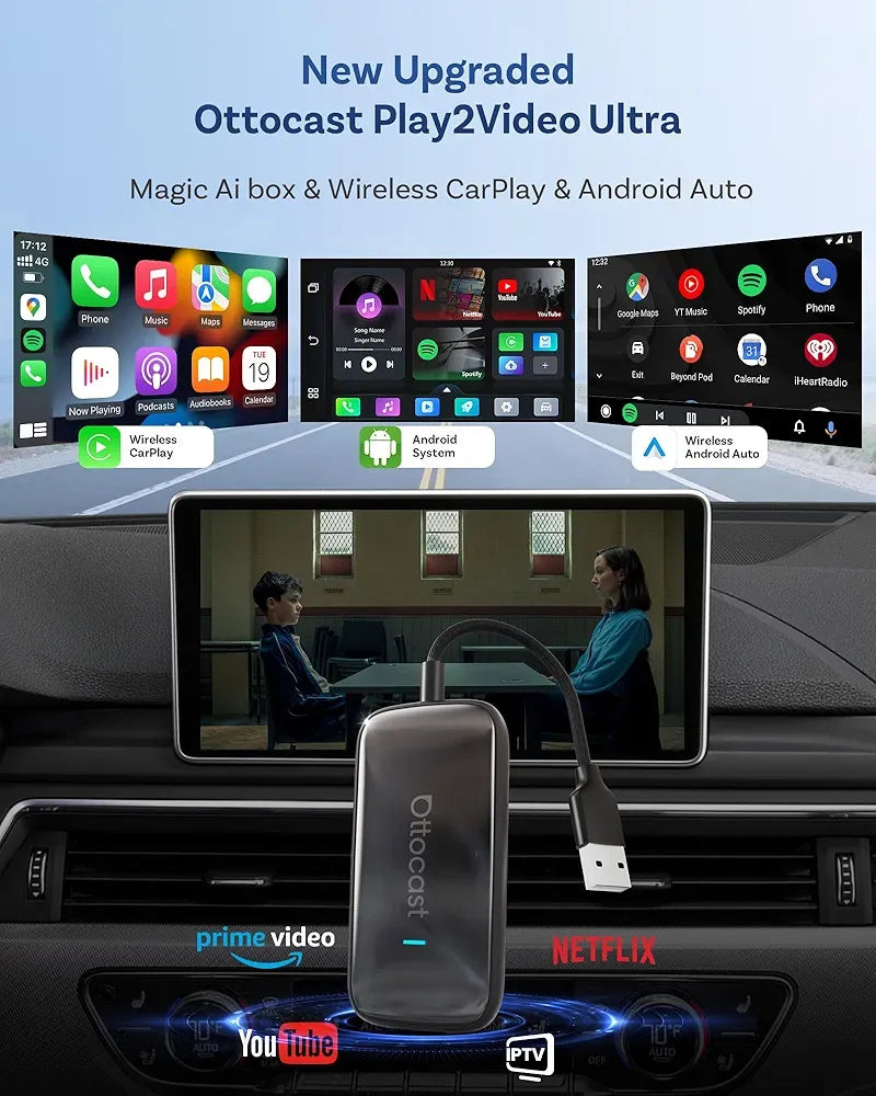 💥 2026’s Most Advanced- Play2Video Ultra – Wireless CarPlay Adapter + Netflix & YouTube