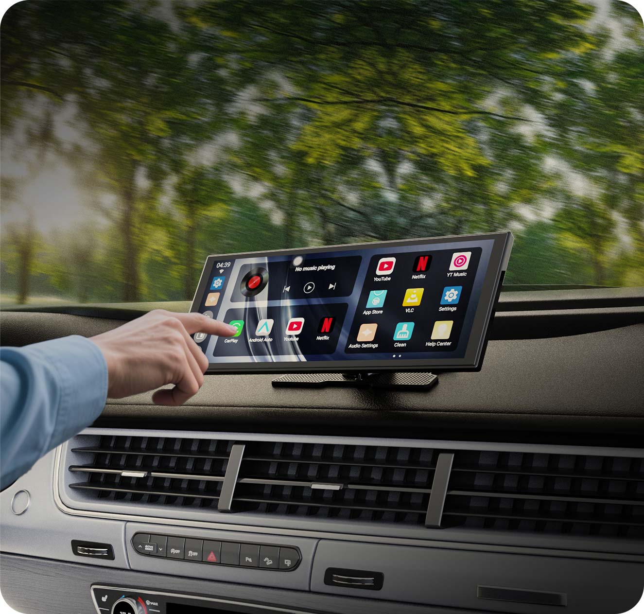 ScreenFlow Portable Car Display – Wireless CarPlay/Android Auto with V