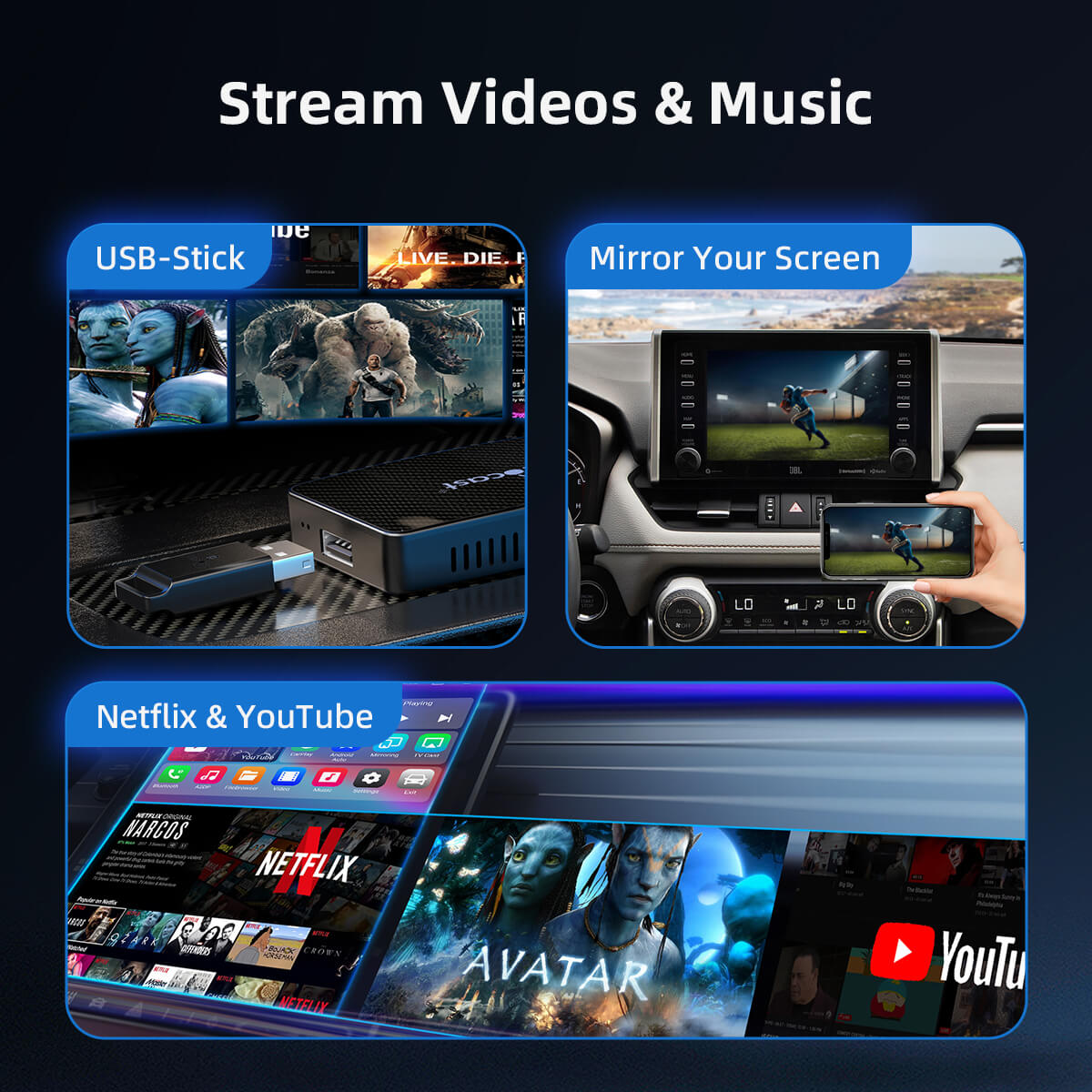 Ottocast Play2Video Kablosuz Apple CarPlay & Android Auto Wireless