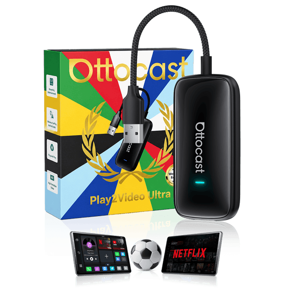 Play2Video Ultra – trådløs CarPlay/Android Auto + streaming AI-boks