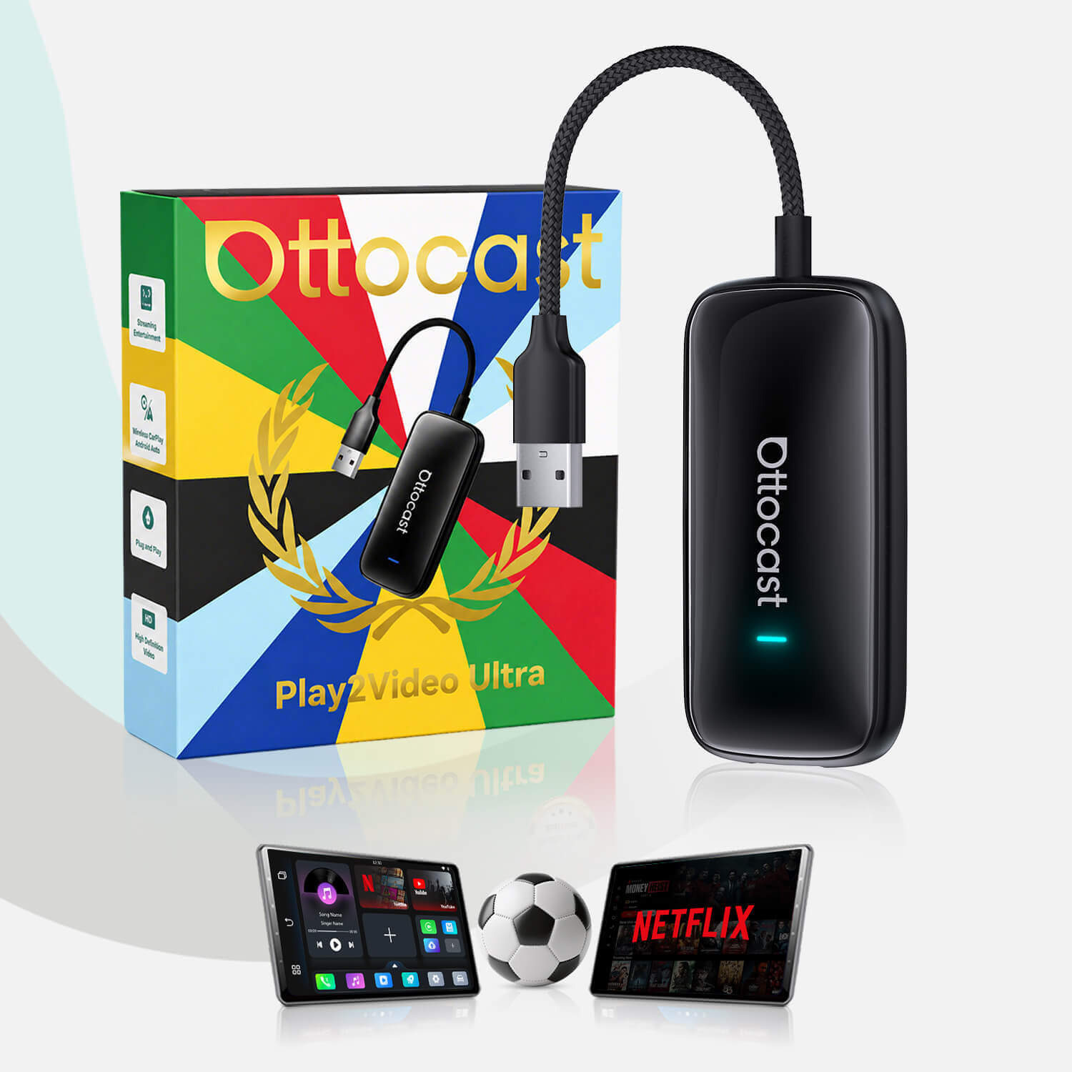 Play2Video Ultra – Wireless CarPlay/Android Auto + Streaming AI Box
