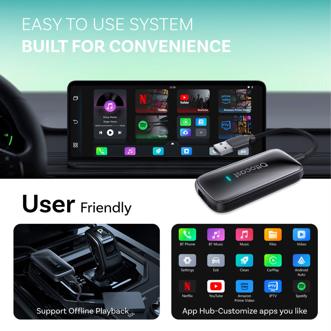Ottocast Play2Video Ultra – Wireless CarPlay/Android Auto + Streaming AI Box